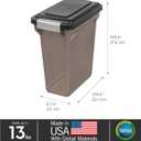 IRIS USA Dog Food Storage Container, Airtight Lid, Up to 13 Pounds Pet Food Storage, Versatile Pet Food Bin, Treats, BPA Free, Smoke