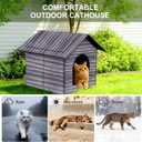 Outdoor Cat House Cat House for Outdoor and Indoor Use - Waterproof Shelter for Cats, Dogs, and Feral Animals (Grey Wood Color, Large)