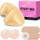 Mearter Ultra Push up Sticky Bra Pads Inserts | Double Sided Adhesive Bra Inserts | Stick on Bra for Sports Bra Swimsuit (Extra-Large, Beige) 