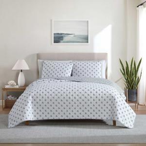 Nautica - King Quilt Set, Super Soft Bedding with Matching Shams, 100% Cotton Bedding Essentials (Coral Beach Blue, King)