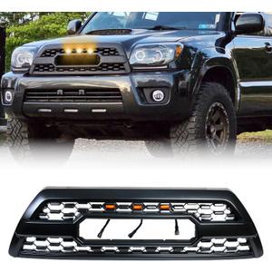 Front Grill Compatible With 4Runner 2006-2009 Matte Black Front Bumper Grille With Accessories/Letters/Amber Light Up