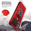 7 x Compatible for Cricket Magic 5G Case, AT&T Propel 5G Case with Tempered Glass Screen Protector,Ring Kickstand,Military Grade Heavy Duty Shockproof Protective Cover (Red)