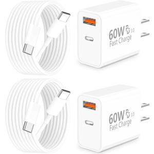 [Apple MFi Certified] iPhone 17 Charger Fast Charging, Linocell 4Pack 60W Dual Port USB C Charger Dynamic Power Adapter PD&QC Type C Wall Chargers + 6FT Type C Cord for iPhone 17/ 17 Pro/ 16 Pro/ 15/ iPad