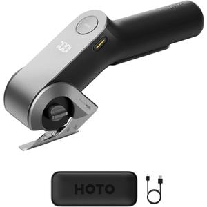 HOTO EdgeFlow Electric Cardboard Cutter, Titanium Blade & LED Display, USB-C Rechargeable Cordless Electric Scissors, Tool-Free Blade Swap & Self-Sharpening, for Fabric, Cardboard, Carpet, Leather