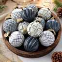 Bucherry 12 Pcs Neutral Textured Christmas Ball Ornaments 2.4 Inch Vintage Rustic Christmas Tree Decorations Farmhouse Distressed Xmas Hanging Ornaments for Tree Home Indoor Decor (Gray)