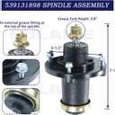 539131898 Spindle Assembly with 539113300 Pulley Replaces Husqvarna 539131898 Husqvarna Spindle Assembly for Husqvarna MZ61, MZ 61, MZT61, MZT 61, MZ T 61, M-ZT-61, MZ6128, MZ 6128 Lawn Mower
