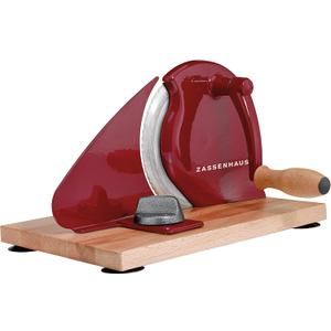 Zassenhaus Manual Bread Slicer, Classic Hand Crank Home Bread Slicer (Red) (11.75-Inch by 8-Inch)