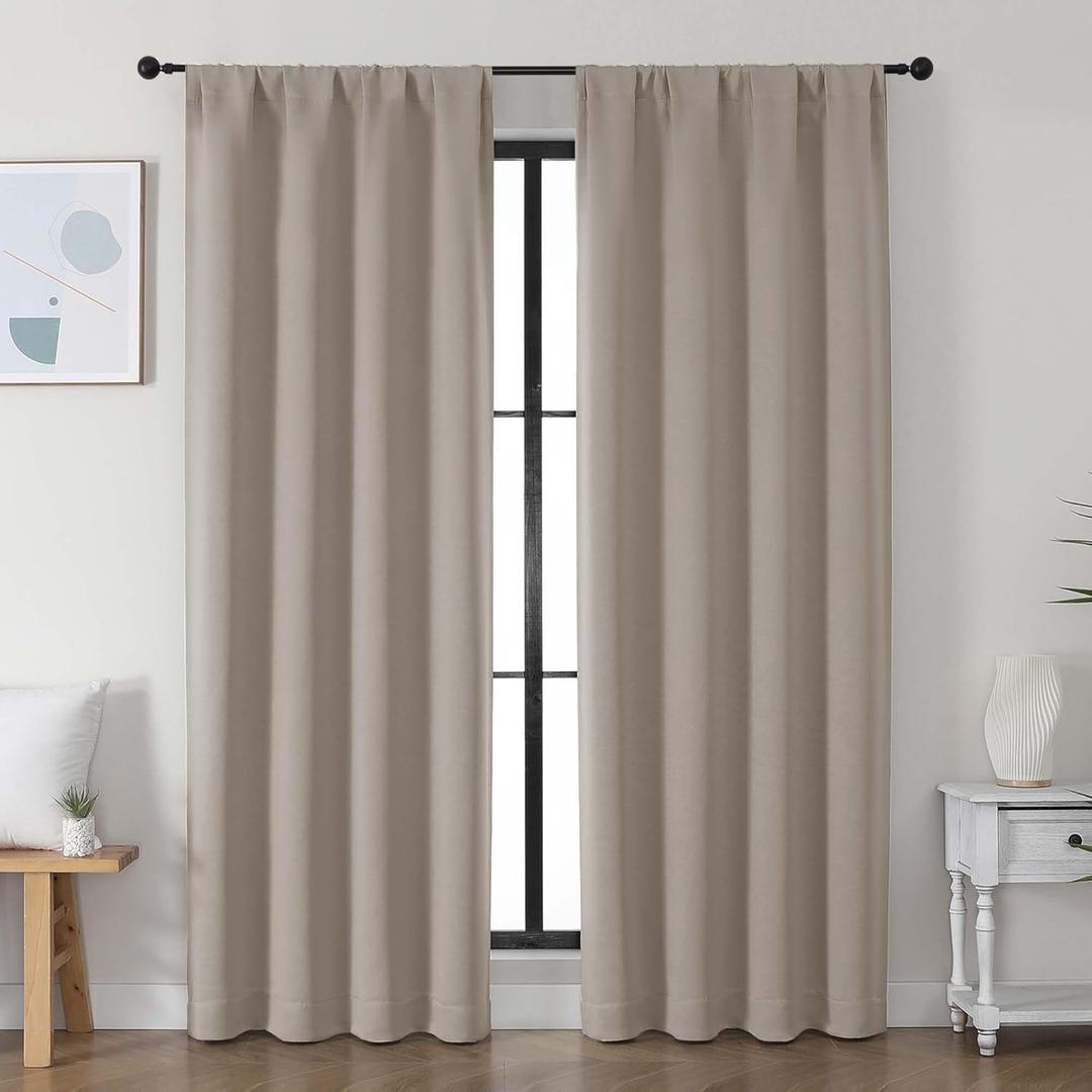 Simplebrand Ava Stone Blackout Curtains for Bedroom, 78 Inch Length, 2 Panels Set, Privacy Thermal Insulated Rod Pocket Window Curtains for Patio, French Door, W40 x L78 Inch