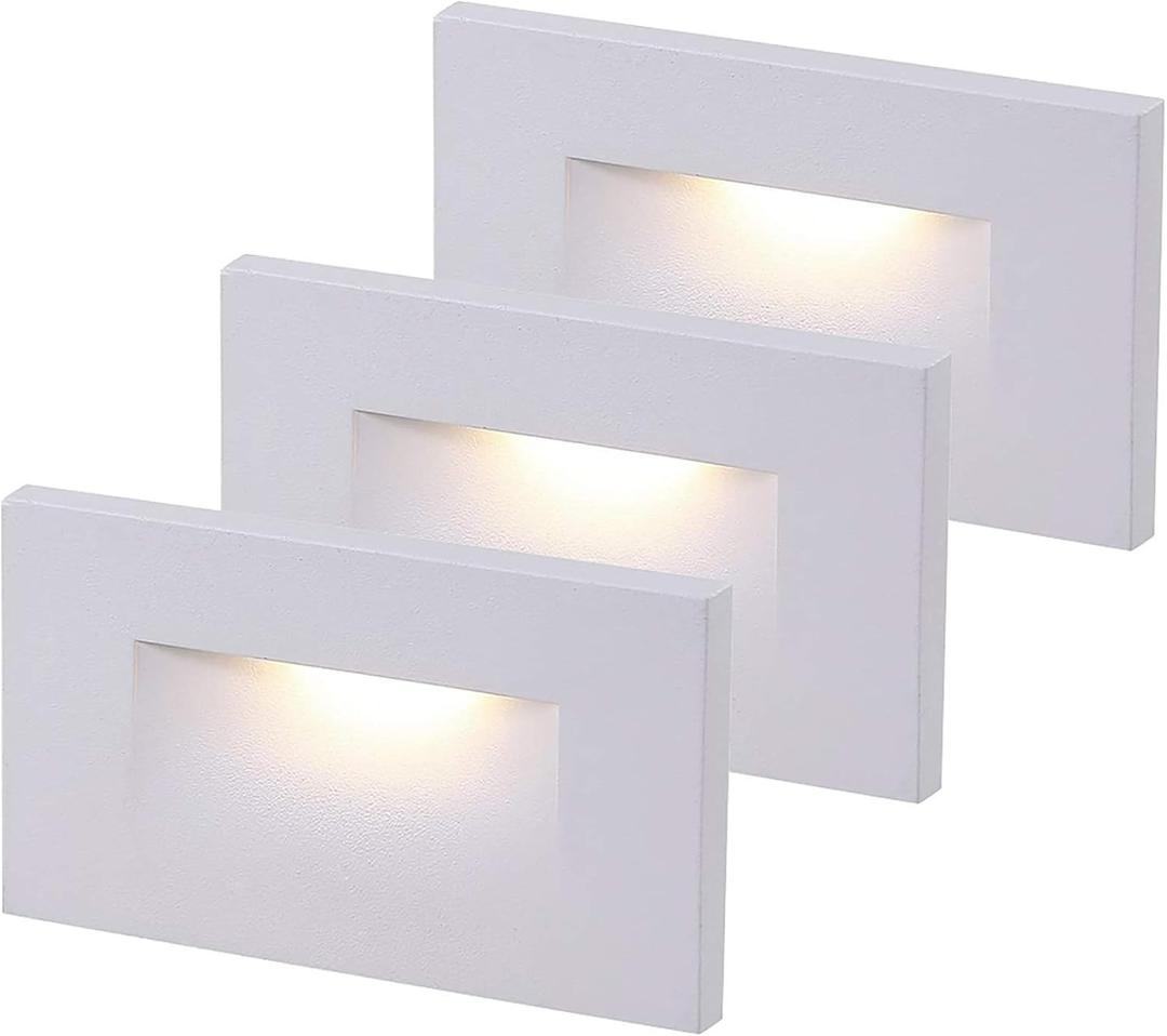 CLOUDY BAY 120V Dimmable LED Indoor Outdoor Step Light,3-Pack,3000K Warm White,Stair Light,White Finish