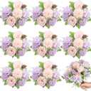 Lyrow 8 Pcs Peony Artificial Flowers Fake Silk Hydrangea Bouquet Elegant Peony Flowers for Wedding Decoration Faux Realistic Floral for Home Party Table Centerpieces Arrangement (Pink,Purple)