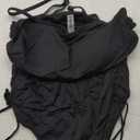 Yonique Women Strapless One Piece Swimsuit Tummy Control Bandeau Bathing Suit Cheeky Swimwear (Large, Pure Black)