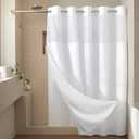 River Dream Heavyweight No Hooks Required Dotted Waffle Weave Shower Curtain with Snap in LinerBathroom Curtains Shower Set - 71W x 74H,Hotel Grade,Spa Like Bath Curtain,White
