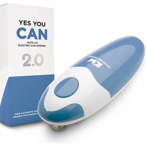 Kitchen Mama Auto 2.0 Electric Can Opener: Refined Blade Opens Almost Any Can - Automatic, Hands Free, Smooth Edge, Lid Lift, Battery Operated, YES YOU CAN (Morandi Blue)