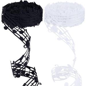 PH PandaHall 20 Yards Black White Hollow Music Note Ribbon 30mm Cut Out Craft Grosgrain for Wedding Scrapbook DIY Gift Wrapping Birthday Party Decor