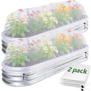 2 Pack Garden Netting for Raised Beds, 6.2x3.3x1.6 Ft Raised Bed Plant Covers for Garden Protection, Fine Mesh Bird Netting Pest Barrier Screen with Drawstring for Protecting Vegetables Fruits Crops
