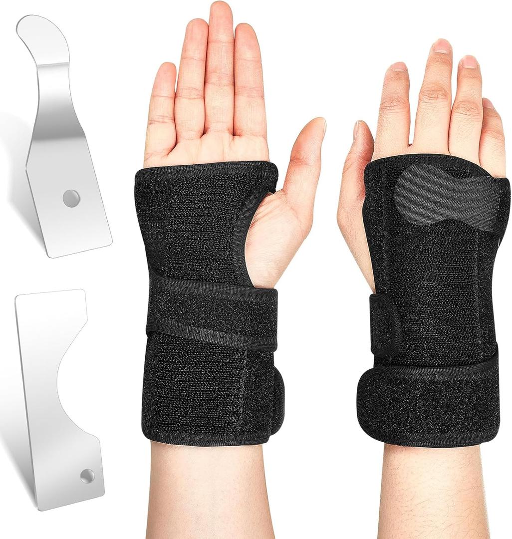 Shappy Bowling Wrist Support Brace with Thumb Spica Splint Right Hand Breathable Wrist Gloves Splint with Removable Aluminum Plate for Women Tendonitis Arthritis Sprains (Black)