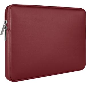 RAINYEAR 13 Inch Laptop Sleeve Soft PU Leather Case Water Resistant Padded Cover Bag Compatible with 13" MacBook Pro/Air A2681 A3113 A3240 A2338 A2337 A2159 A2179 A2251 A2289 (Red)