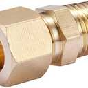 Brass Compression Tube Pipe Fitting Connector, Straight Coupling Adapter, 3/8" Tube OD x 1/4" NPT Male Connector 5pcs (3/8" OD Compression x 1/4" NPT Male)