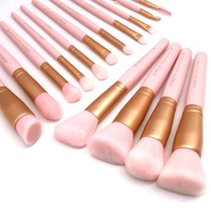 Z'OREYA Makeup Brushes 15Pcs Makeup Brush Set Premium Synthetic Kabuki Brush Cosmetics Foundation Concealers Powder Blush Blending Face Eye Shadows Brush Set (Pink)