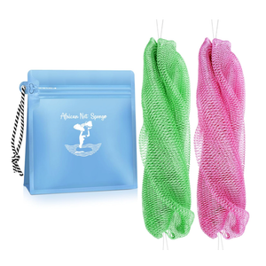 African Net Sponge Authentic - Afro Scrub Exfoliating Net Sponges with Knots - Real African Bath Sponge Washcloth for Shower - Body Exfoliator Scrubber (Green&Seawave&Camellia, Count, 3.0)