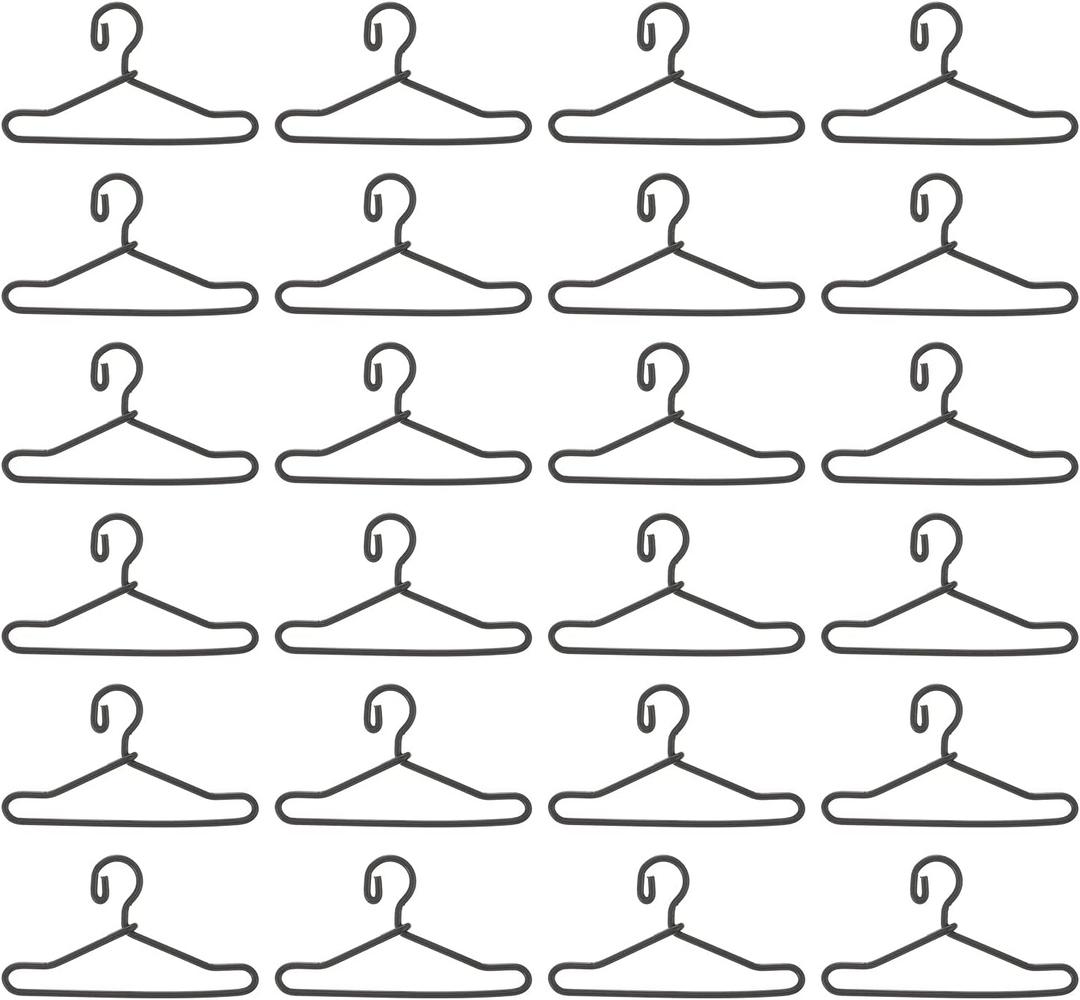 MAGICLULU 50Pcs Mini Doll Clothes Hangers Miniature Wire Hangers Metal Doll Dress Hangers for Miniature Dollhouse Closets Accessories 40MM Black