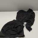 CSDAJIO 2 Piece Outfits for Women Floral Lace Open Front Tie Up Long Sleeve Crop Top Blouse Shirt and Mini Skirt Set (Medium, Dpattern Black)