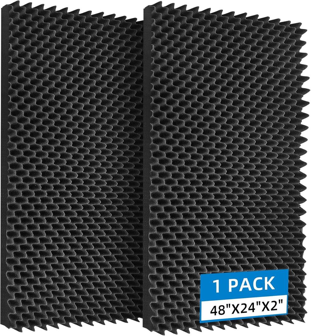 1 Pcs Sound Proof Foam Panels |48"24"2" Quick-Recovery Soundproof Wall Panels | High Density Sound Dampening Panels for Home Studio,(Black)