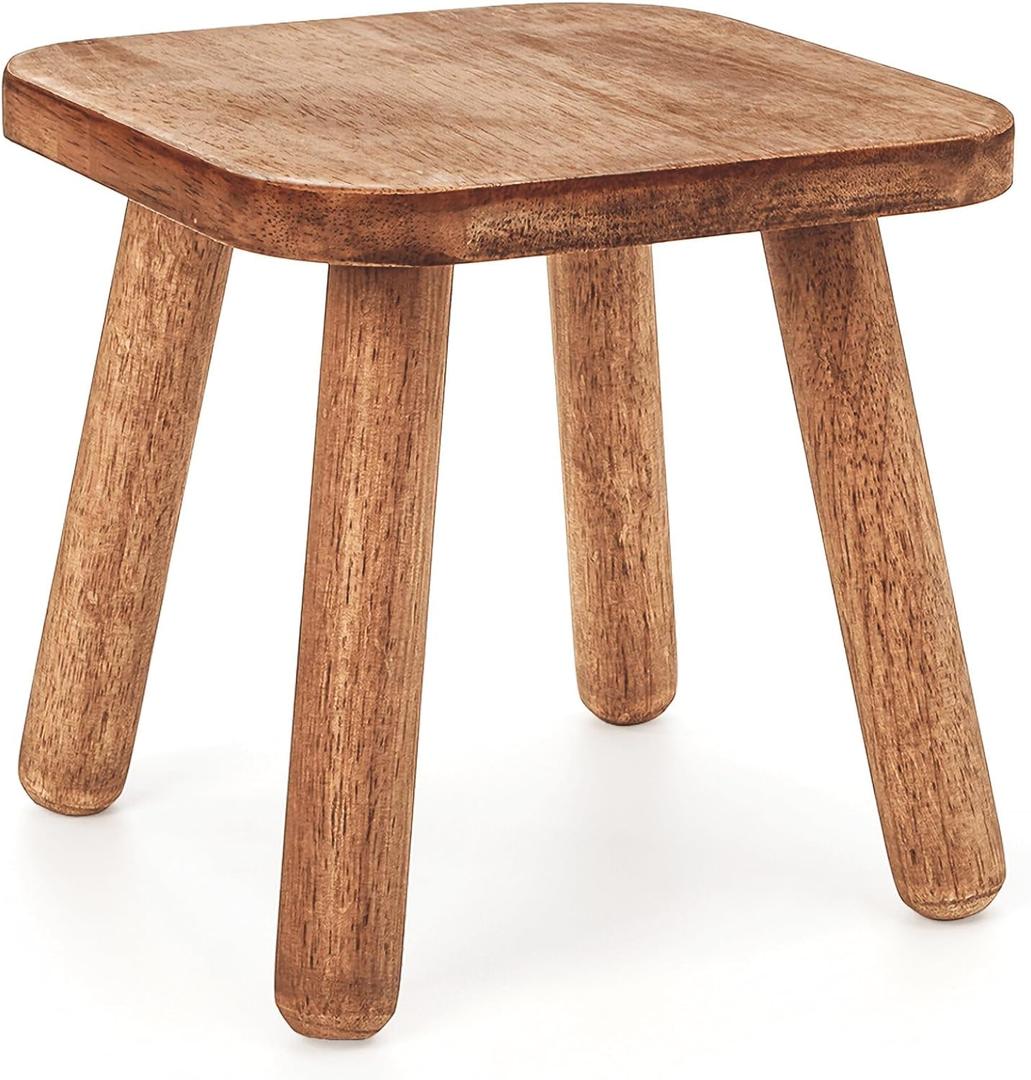 Youeon 9 Inch Small Wooden Step Stool, Non-Slip One Step Stool for Adults, Holds up to 300 Lbs, Portable & Sturdy, Footstool for Bedroom, Bathroom, Kitchen, Easy to Assemble, 9.3"L x 9.3"W x 9.3"H