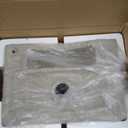 Wall Hung Bathroom Vessel Sink, QISHKA 14.5" X 10" Rectangular Floating Ceramic Wash Hand Basin White Wall Mount Vanity Sink for Small Bathroom and Small Cloakroom