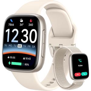 Fitpolo Smart Watch, 1.85" AMOLED Fitness Tracker with Bluetooth Call, Heart Rate/Sleep/SPO Monitor, 100+ Sports Modes, 3ATM Waterproof Smartwatch for Android/iPhone/Samsung, Includes 2 Bands