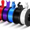Haosegd 3D Printer Filament PLA 1.75mm 3-D Printing Materials 5 Colors Bundle Print Filiment 1.75 mm White Black Red Blue Purple Dimensional Accuracy 0.02mm Fillament Spool Vacuum Packaging 250G X 5