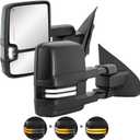 Power Heated Towing Mirrors Compatible for 2014-2019 Chevy Silverado GMC Sierra 1500 2500 HD 3500 HD w/Sequential Turn light Pair Set-Black Not for Diesel Truck