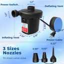 Quick-Fill Electric Air Pump with 3 Nozzles, AC 110V-120V Portable Inflator Deflator for Inflatables Pool Float Toys Air Mattress Bed Couch Swim Ring Tube Raft