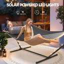 SUNCREAT Double Backyard Hammock with Solar Powered Lights for Outside, 475 lbs Capacity, Heavy Duty Self Standing Hammock with 12 ft Stand, Dark Grey