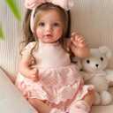 BABESIDE Lifelike Reborn Baby Dolls Dara - 20 Inch Realistic-Newborn Baby Doll Brown Hair Girl Handmade Real Life Toddler Dolls with Clothes and Toy Accessories Gift for Kids Age 3+ (Large)