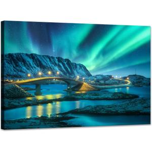 SKASNFAI Aurora Framed Canvas Wall Art for Office Landscape Decor, 16"L x 24"W
