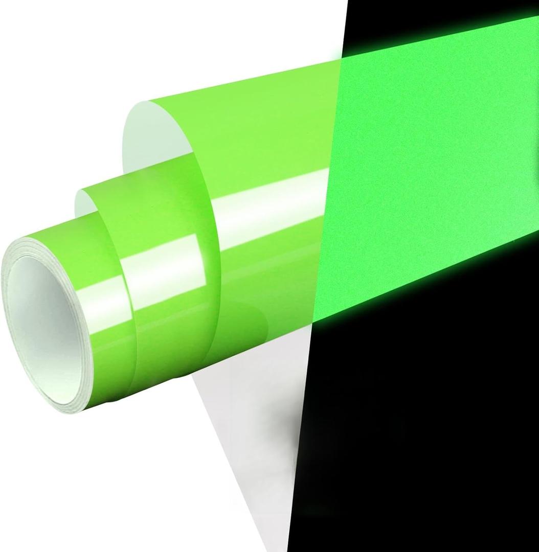 WRAPXPERT Glow in The Dark Permanent Vinyl Roll, Lime Green Glow in The Dark Vinyl for Wrap, Stickers, Decal, Lettering, 12" x 5ft