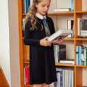 Arshiner Girls Long Sleeve Vintage Peter Pan Collar T-Shirt Dress Age 4-13 Years (Black)