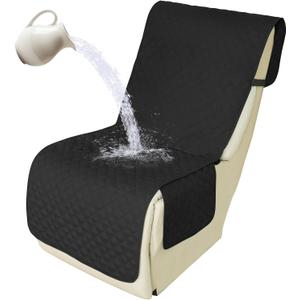 Arfntevss Recliner Sectional Couch Covers 1OO% Waterproof L Shape Sofa Cover for Reclining L Shaped Sectional Slipcover Dog Washable Corner Non Slip Additional Seat Protector (1 Seater, Black)