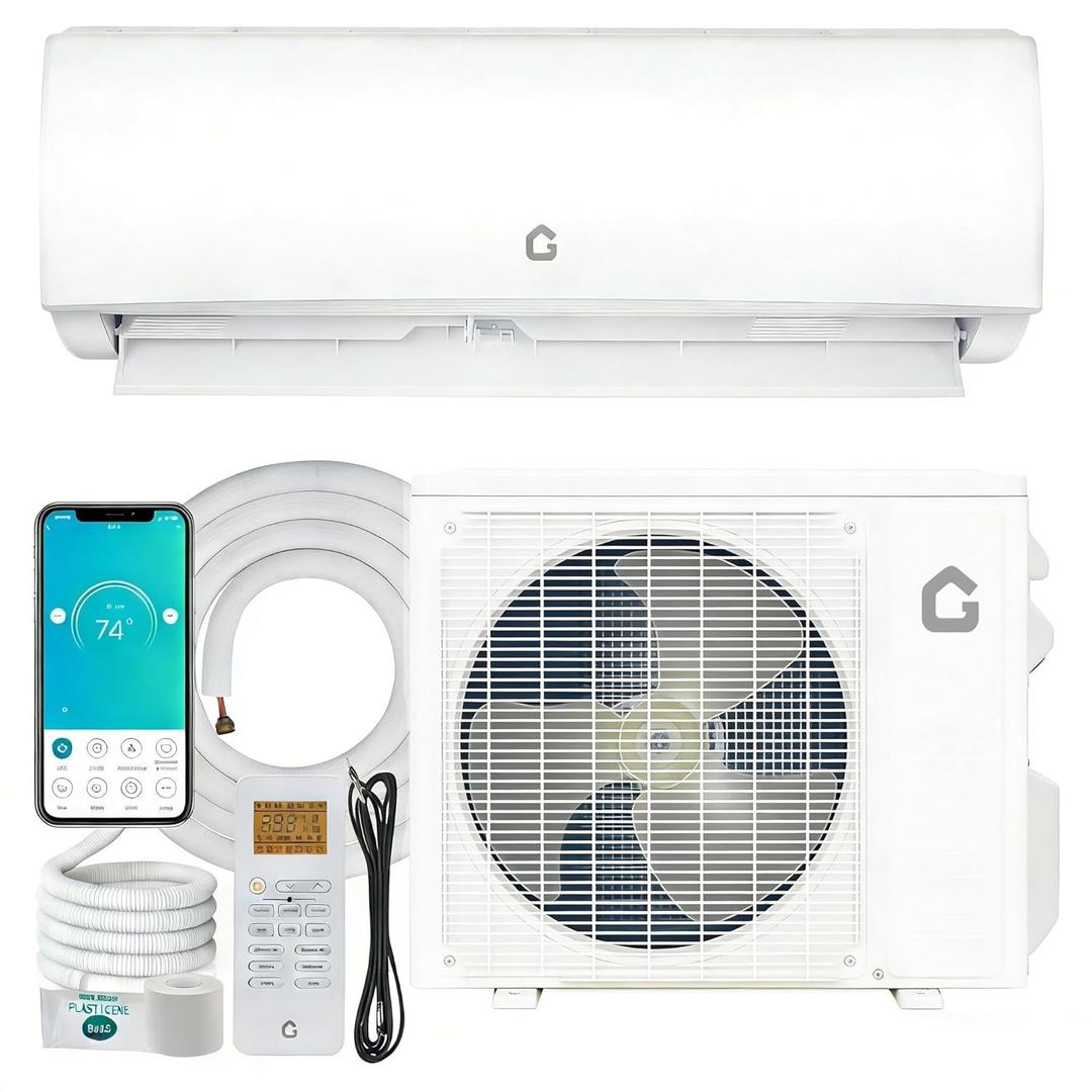 23000 BTU Mini Split AC & Heat Pump, 230v Energy Efficient Wall-Mounted Ductless Air Conditioner with WiFi Control, r32 Eco-Friendly Refrigerant, Cools/Heats Up to 1500 Sq.Ft, Quiet Operation