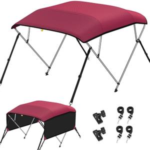 KAKIT 3 4 Bow Bimini Tops for Boats with Mesh Sides Heavy Duty Cover Adjustable 4 Straps Zippered Storage Boot