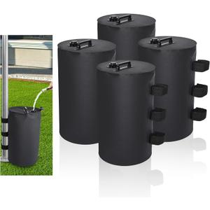 4-Pack Canopy Water Weight Bag, 88 LBS, 20 L Black Water Tent Weights, Leg Weights for Pop Up Canopy, Sandbags Tents, Strong Windproof for Pop up Canopy, Gazebo, Shelter, Durable, Easy to Store & Use