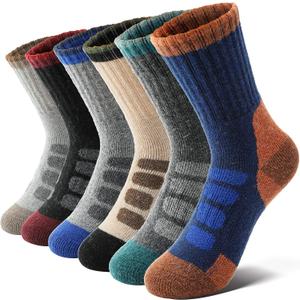 Anlisim Kids Merino Wool Hiking Socks Boys Girls Toddlers Thermal Winter Warm Boot Thick Cushion Gift Socks 6 Pairs (1-3T, Check)