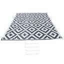 findmall 8x10FT Outdoor Carpet, Plastic Straw Camping Rug, Large Floor Mat and Rug for Outdoors, Modern Area Rug, for Backyard Deck Bench Picnic Campe, Black White, Ground Pegs Not Included