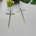12pcs Slim Acrylic Cross Christening Baptism Confirmation Cake Charm, Acrylic Cross Cake Decoration (4'', Silver Mirror)