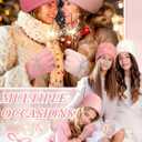 Pink Beanie Hat and Glove Set for Women Coquette Bow Beanie Bulk Y2k Winter Accessories (Multicolor)