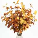 Fall Decorations Artificial Eucalyptus Stems 5Pcs Fall Eucalyptus Plants Autumn Decorations for Home Table Centerpieces Fake Fall Stems for Farmhouse Kitchen Floral Arrangements Decor