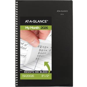 AT-A-GLANCE 2026 Planner, Monthly, 8" x 12", Large, DayMinder, Black (SK20026)