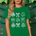 St Patricks Day Shirt Women Irish Bow T-Shirts Lucky Shamrock Tee Tops (Green, XL)