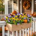 16 Pcs Artificial Pansy Flowers for Outdoor Faux Silk Spring Flowers for Outside, UV Resistant Realistic Pansies for Window, Front Door, Porch and Home Decor (16, Purple, Yellow, White, Light Purple)